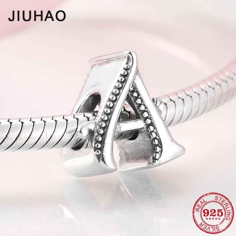 

NEW 925 Sterling Silver Vintage 26 Letter A Alphabe Bead Charm Fit Original Charms Pandora Bracelets DIY Jewelry Making