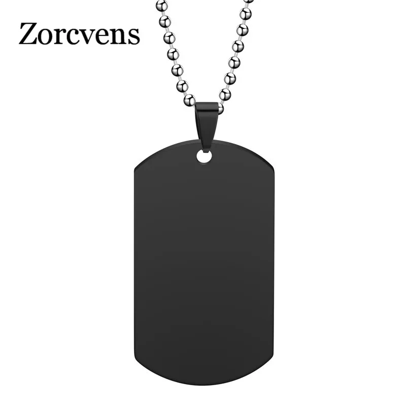 

ZORCVENS 2019 New Stainless Steel Men Necklace Stainless Steel Pendant Dog Tags Army Nameplate Men Necklace