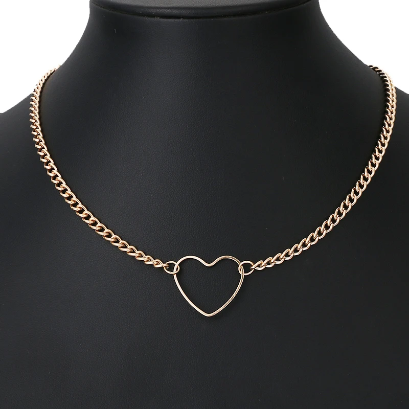 

Hollow Heart Choker Necklaces For Women Clavicle Colar Statement Necklace Collares Heart Dainty Pendant Necklace Gift