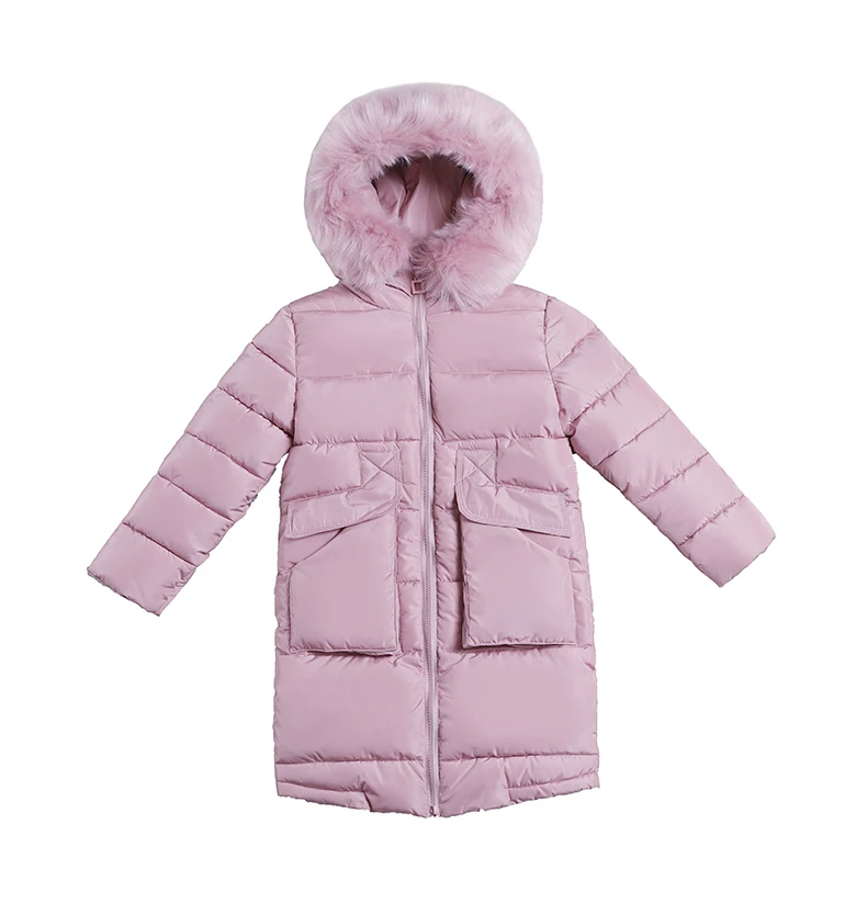 Верхняя одежда и пальто с хлопковой подкладкой для девочек-30 градусов г. зимняя теплая детская одежда модная разноцветная куртка с меховым воротником для детей от 3 до 16 лет