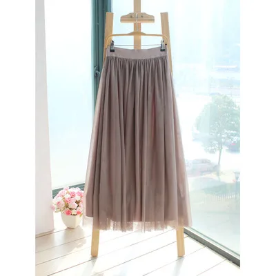 Стиль, модная юбка-пачка, мусульманская женская сетчатая шифоновая подкладка, плиссированные фатиновые юбки, бальное платье для девочек - Цвет: coffee