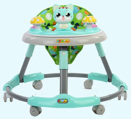 Многофункциональные легко складные ходунки для младенца с музыкой четыре скорости Adjustable6-12 M Анти-опрокидывание ходунки младенца PP материал - Цвет: green