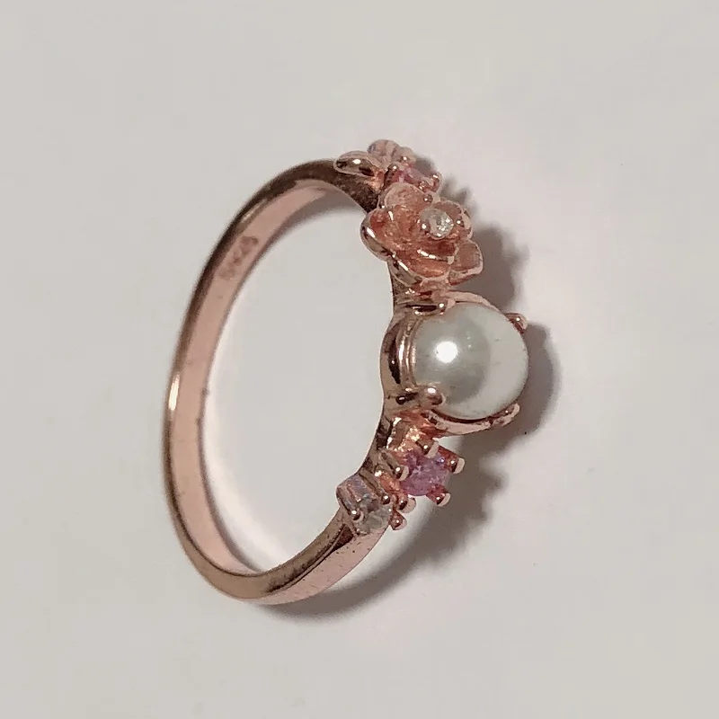 

Flower Pearl Crystal S925 Sterling Silver Ring - 036