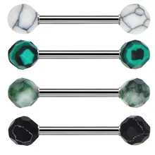 Тела, в панковском стиле, 4 шт./компл. пирсинг 316L Нержавеющая сталь 14G Прямые граненые каменные кольца штанги для языка, ювелирное изделие для тела для Для женщин