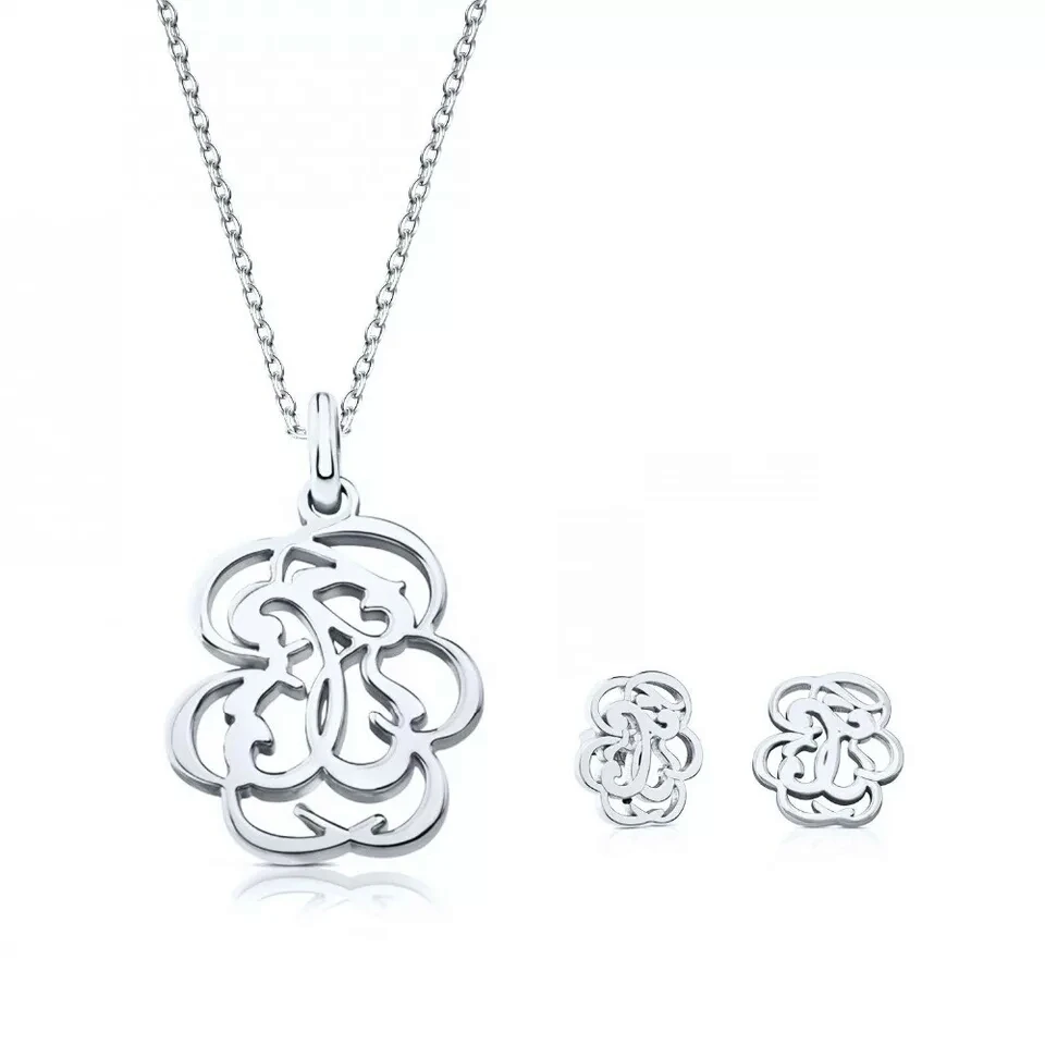 

Hot Style Stainless Steel Memorial Love Flower Silver/Gold Memorial Animal Pendant Necklace Earring set Have Gift