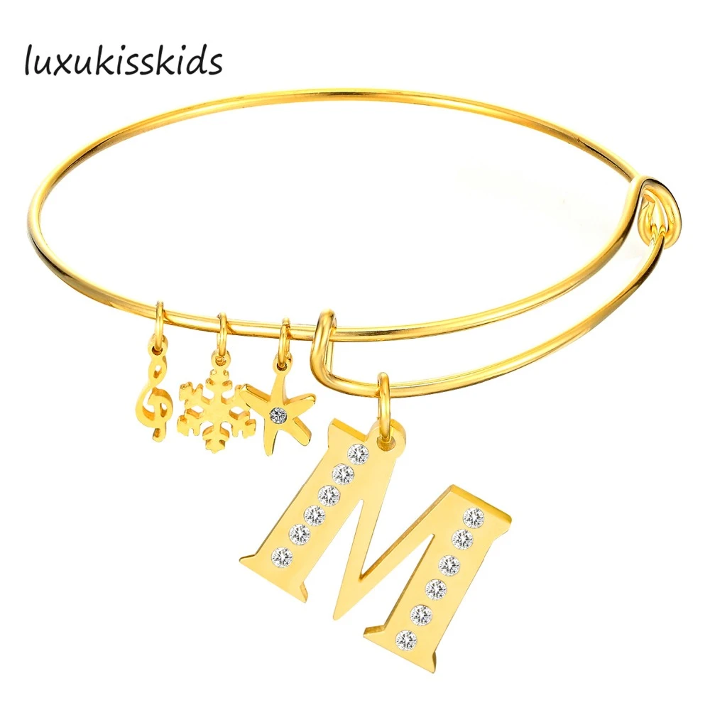 Luxukisskidsnew Arrival Fashion Women S Girl S Alphabet M Design Austrian Crystal Bracelets Bangles Wrist Gift Free Shipping Aliexpress Jewelry Accessories