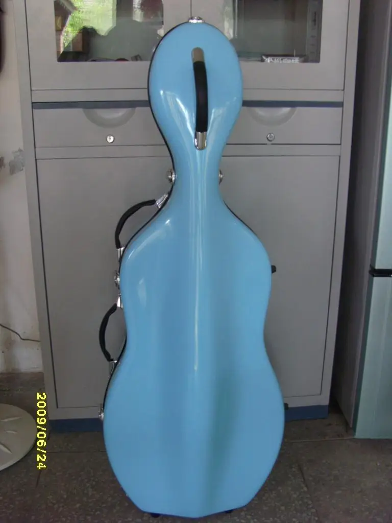 

1pcs blue fiberglass cello hard case with wheells 1/2
