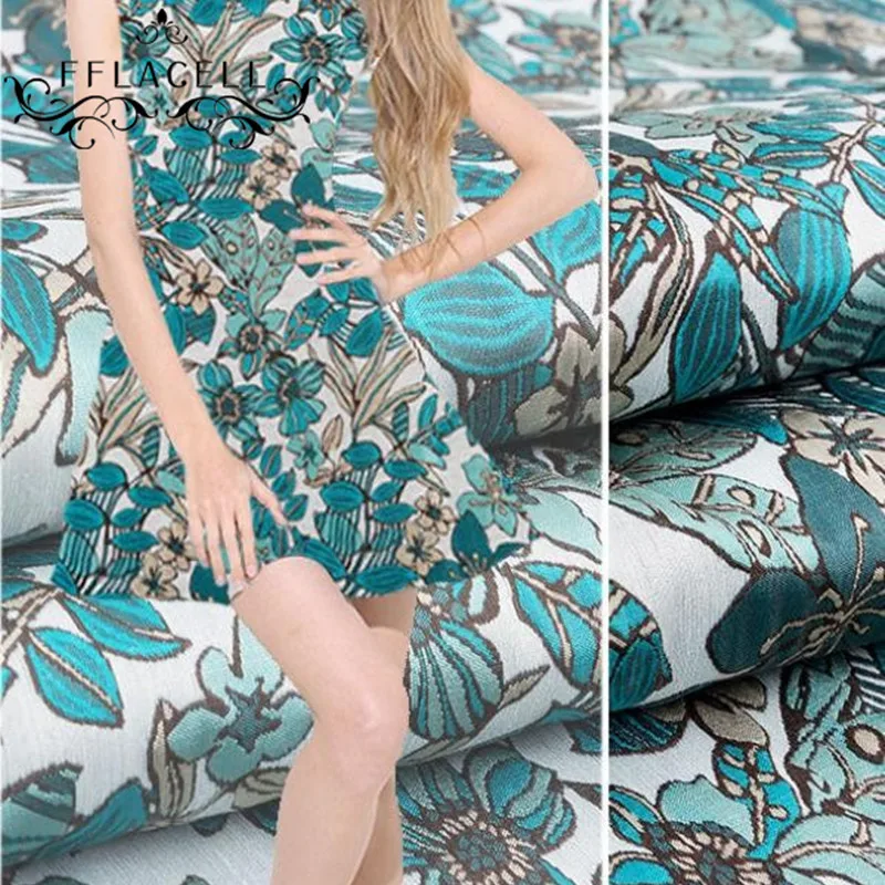 FFLACELL 140cm*100cm Cherry blossoms leaf polyester cotton fabric Dress