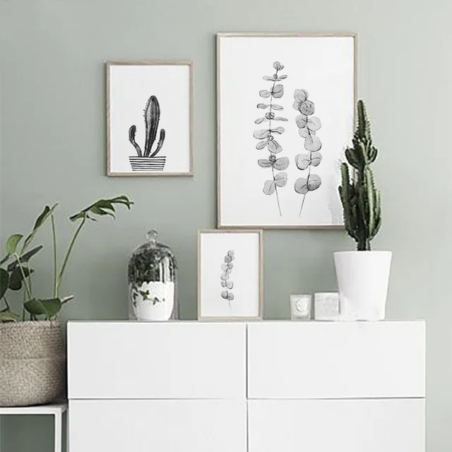 Unframed-Black-White-Leaf-Cactus-Canvas-Painting-Nordic-Scandinavian-Posters-Prints-Wall-Art-for-Living.jpg_640x640