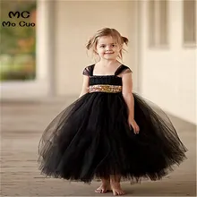 Коллекция года, модные черные платья с золотыми пайетками для девочек платье-пачка для маленьких девочек бальное платье с бантом Vestido de Daminha, платья для причастия