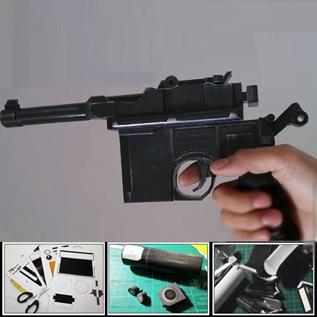 2016 New 3D paper model gun 11 scale Mauser Pistol assembling weapon magazine diy puzzles