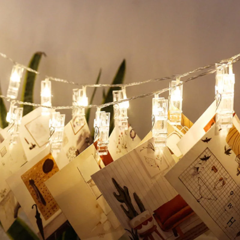 

Led Holiday Lights Photo Clip Fairy String Lights 10 20 40 LEDs USB LED Light Garland Party Wedding Christmas Decoration