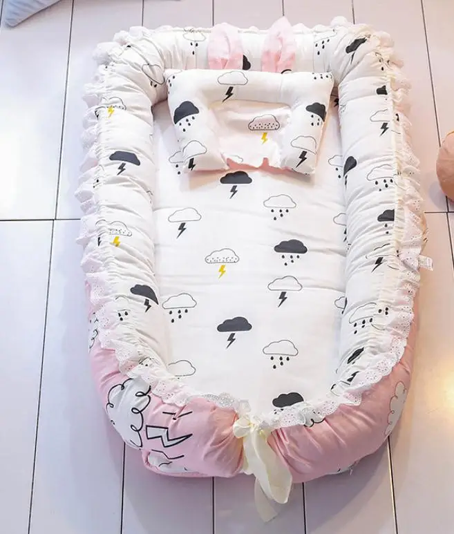 Детская кроватка портативная и моющаяся кроватка дорожная кровать для младенцев детская хлопковая Колыбель для новорожденных бампер складная кровать - Цвет: 12