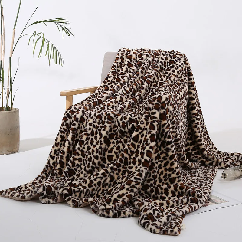 Леопардовый принт мягкий теплый пушистый искусственный мех норки пледы покрывала одеяла для кровати диван 130*160 см/160*200 см