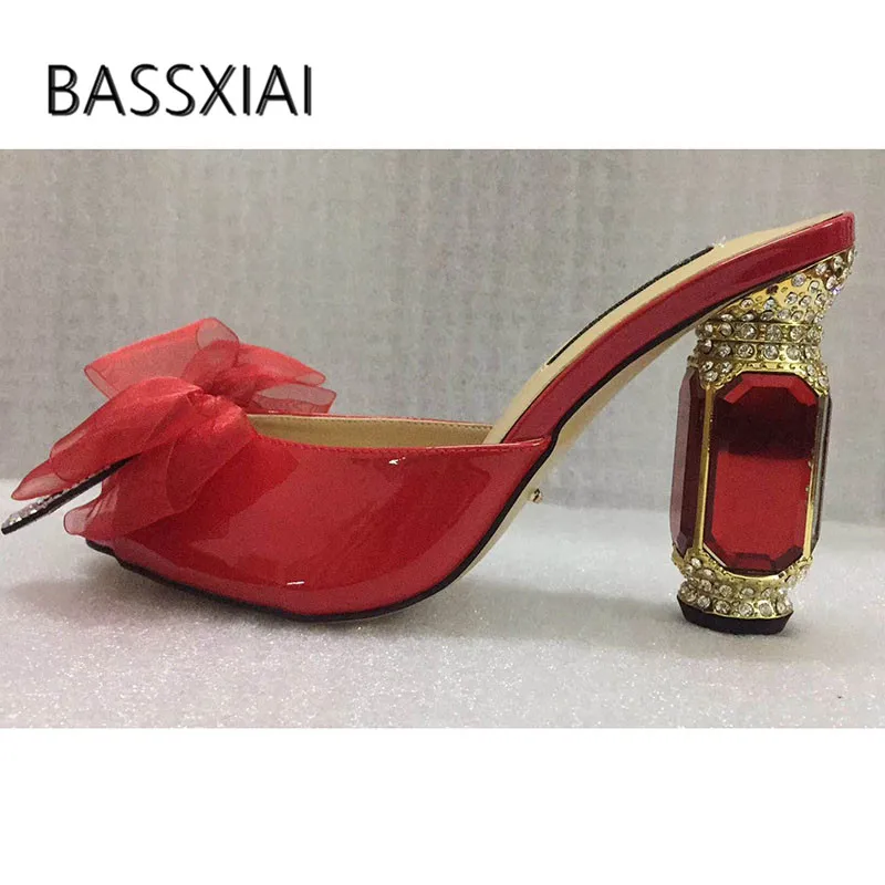 

2019 Butterfly Knot Sandals Women Peep Toe Rhinestone Diamond Strang High Heel Shoes Woman Party Shoes