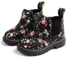 Для детей, по щиколотку, сапожки для мальчиков и девочек с цветочным принтом, Цветочный принт ботинки «Челси» на осень для девочек ботинки martin детская зимняя обувь детские ботинки; обувь
