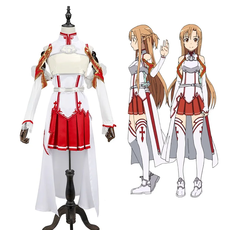 TOP Damen Cosplay Kostüme Set Halloween Anime Sword Art Online SAO Asuna Yuuki 