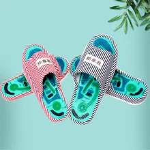 Здоровые полосатые рефлексотерапевтические тапочки для точечного массажа ног, стимулирующие циркуляцию крови, расслабляющая обувь для ног 25 см