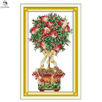 

JoySunday cross stitch kits needlework set Apple Tree Flower Floral Pattern 14CT 11CT cotton painting gift art factory wholesale