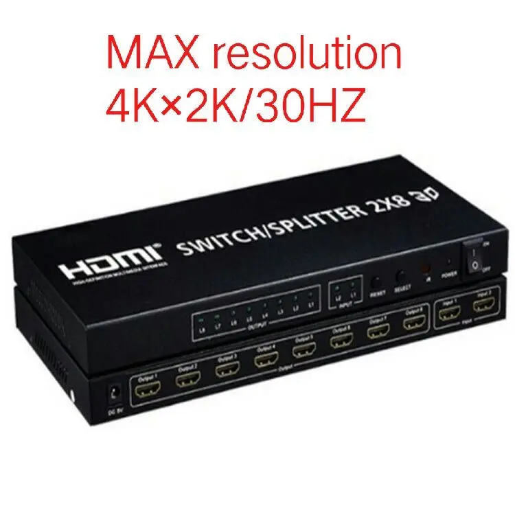 2x4 HDMI сплиттер 1.4b переключатель матричный аудио видео конвертер адаптер поддерживает 3D 1080p 4K 2X2,2X8,3X2 - Цвет: 2X8 w power adapter