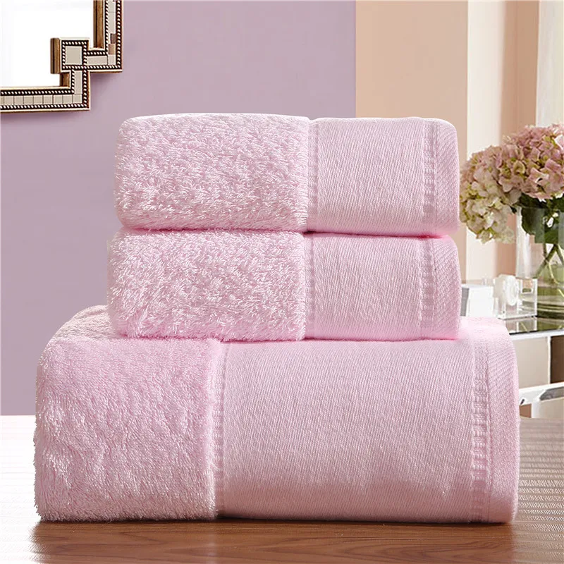 Набор хлопковых полотенец из 3 предметов, однотонное роскошное банное полотенце для взрослых, полотенце для лица, высокоабсорбирующее полотенце для ванной комнаты, отеля, toalha de banho