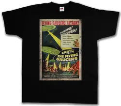 Земля VS. Летающие блюдца I t-shirt-Ретро НЛО чужой фильм в жанре научной фантастики Roswell