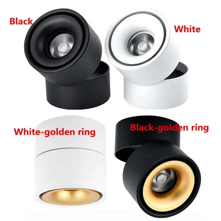 Conduziu a Lâmpada do Teto Ponto de Luz de Fundo Montagem em Superfície de 15 Dobrável e 360 Preto Branco Graus Rotatable Cob Ac85-265v 10 7 w 5 Luzes embutidas de LED