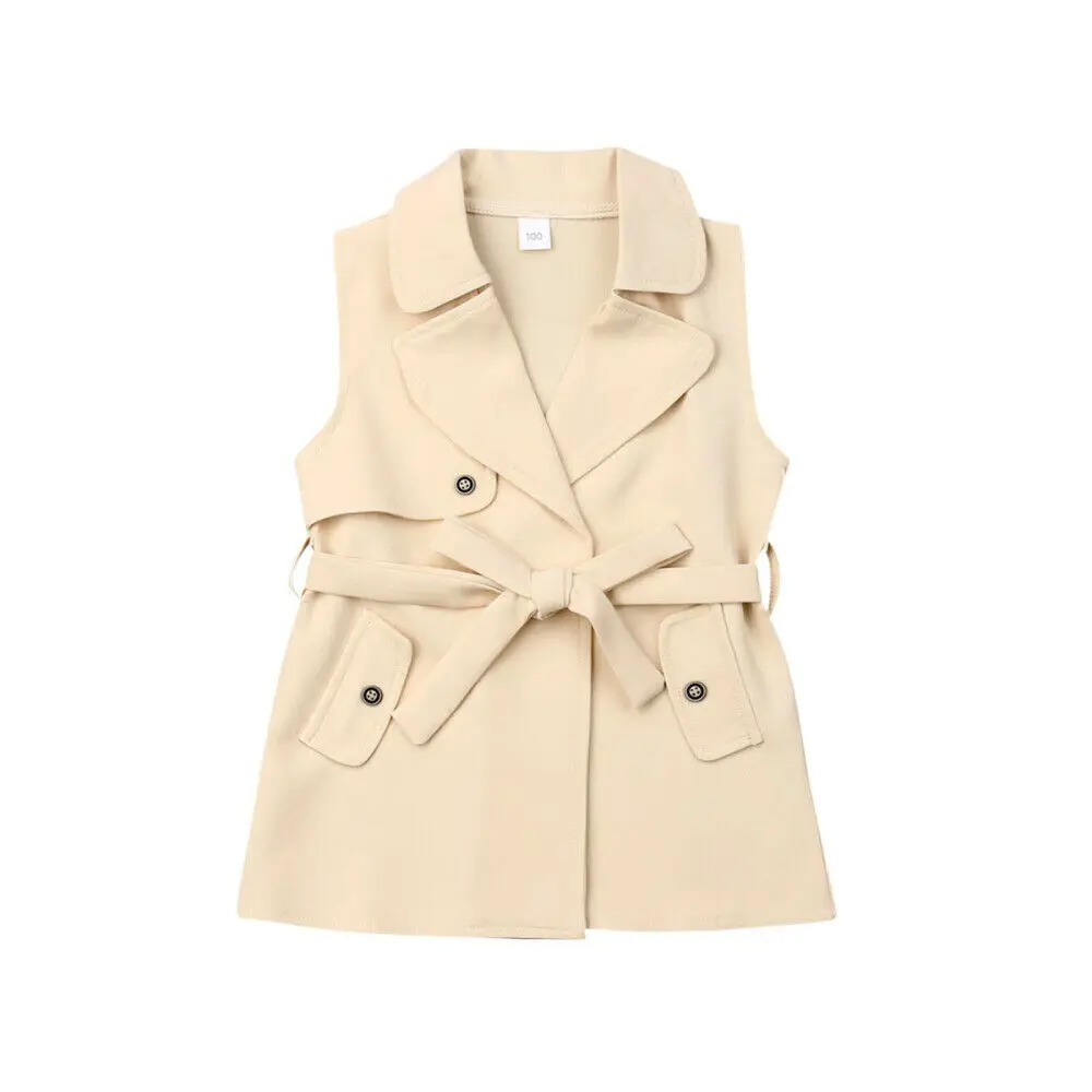 

Pudcoco Kids Baby Girls Dress Spring Summer Autumn Trench Coat Jacket Dress Windbreaker Outerwear Adorable Dress 3-7Years