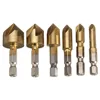 6PCS 5 Flute Chamfer Countersink 1/4
