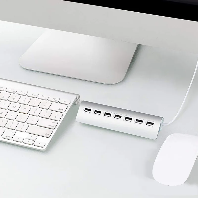 HOT-Usb2.0 семи-Порты и разъёмы концентратор 2.0Hub Алюминий сплав Материал Usb2.0/7 Порты и разъёмы эффективной передачи данных