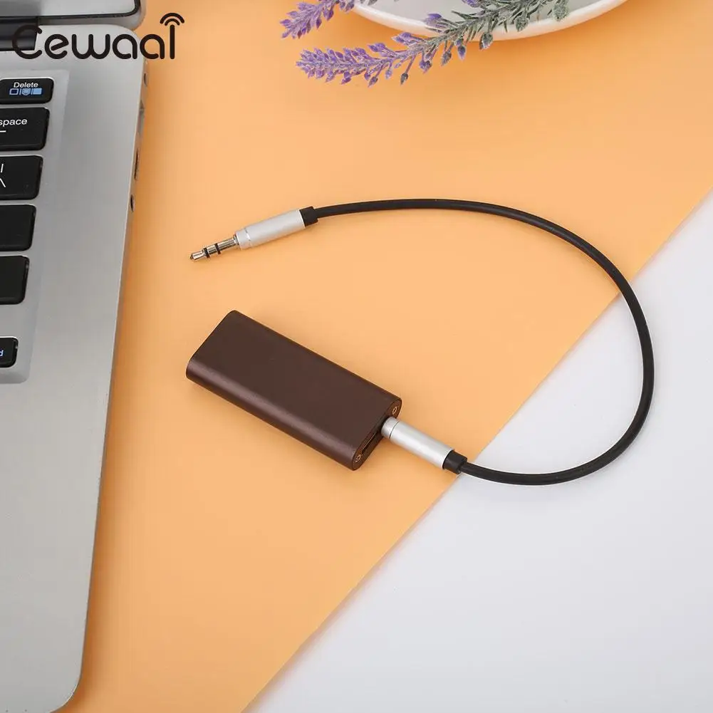 Cewaal Headphone Amplifier 3.5mm Plug Aluminum Alloy Mobile Phone Car Audio Rechargeable Portable Stereo Amplifier