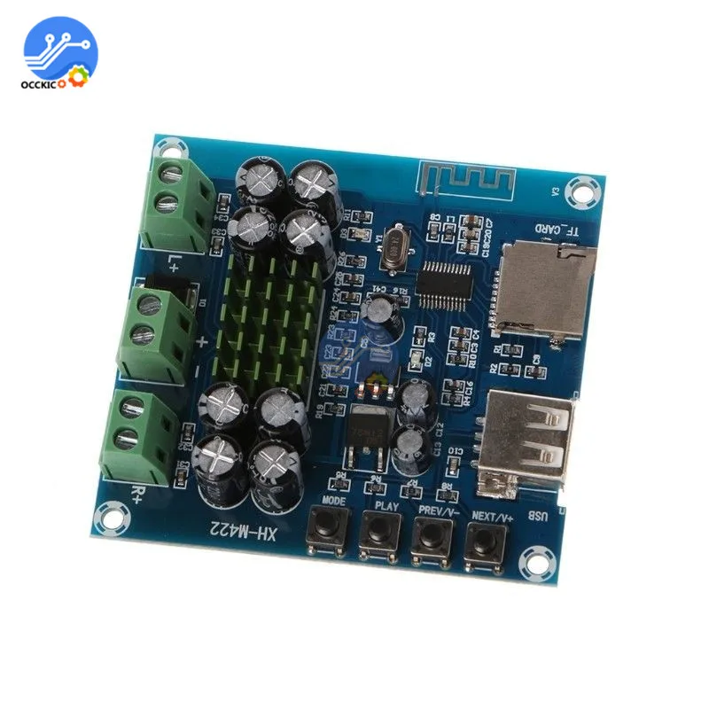 

XH-M422 TPA3116D2 Bluetooth 4.0 Amplifier Board DC12-24V 50W+50W With Bluetooth U disk TF Card Player Audio Amplificador