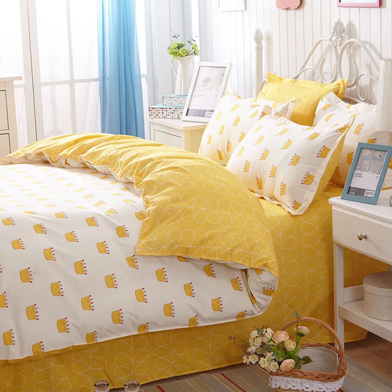 Bedding sets Duvet Cover Set Twin full Queen king Size 4pcs whiet gold