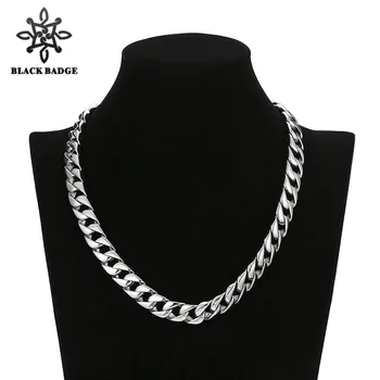

Men Hip Hop Jewelry Huge 16MM Wide Necklace 316L Stainless Steel Vintage Silver Color Cuban Link Chain Clasp Chain Necklaces