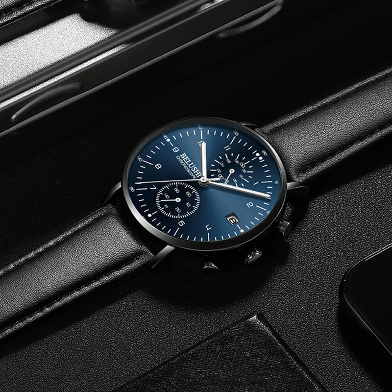 High Quality Men Watches Luminous Leather Casual Waterproof Quartz Watch Auto Date Male Clock Relojes Hombre Fashion 2019 | Наручные часы