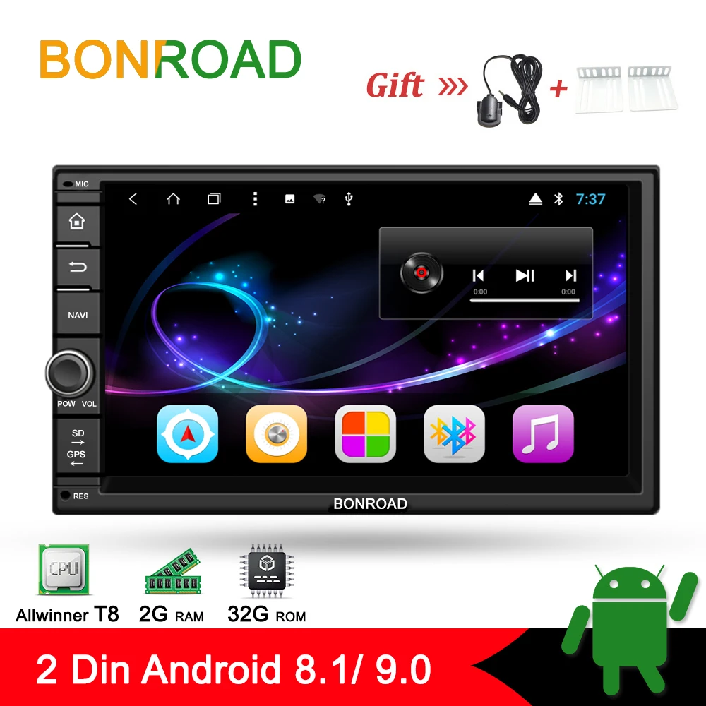 

Bonroad 7"2Din Android 8.1-9.0 Car Multimedia Player For Nissan For Hyundai For Kia GPS Navigation Radio Stereo Video (No DVD)