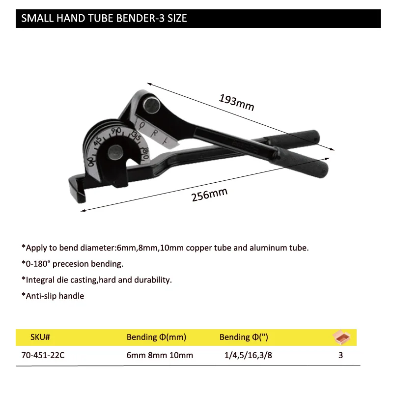 70-451-22C tube bender 180 degree size