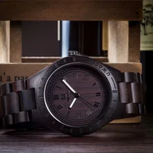 Дерево наручные Черные босоножки дерево аналоговые часы Японии Miyota Кварцевые Повседневное деревянный Часы бренд uwood платье наручные часы для унисекс