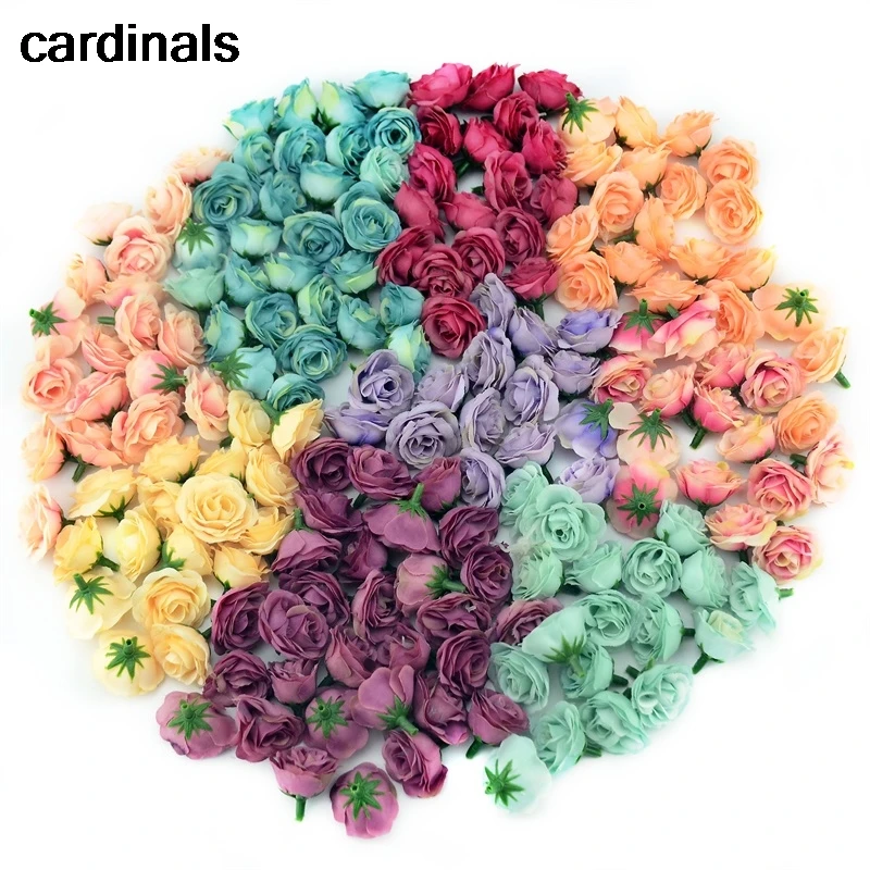 

100pcs 3cm Mini Silk Artificial Rose Flowers Cloth For Wedding Party Home Room Decoration DIY Dress Accessories Fake Flowers