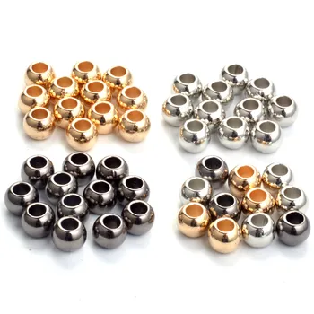 

100pcs Dia 4 6 8 10 12mm Big Hole Beads Gold Rhodium Black Color Spacer Beads For Diy Jewelry Making CCB (not metal )
