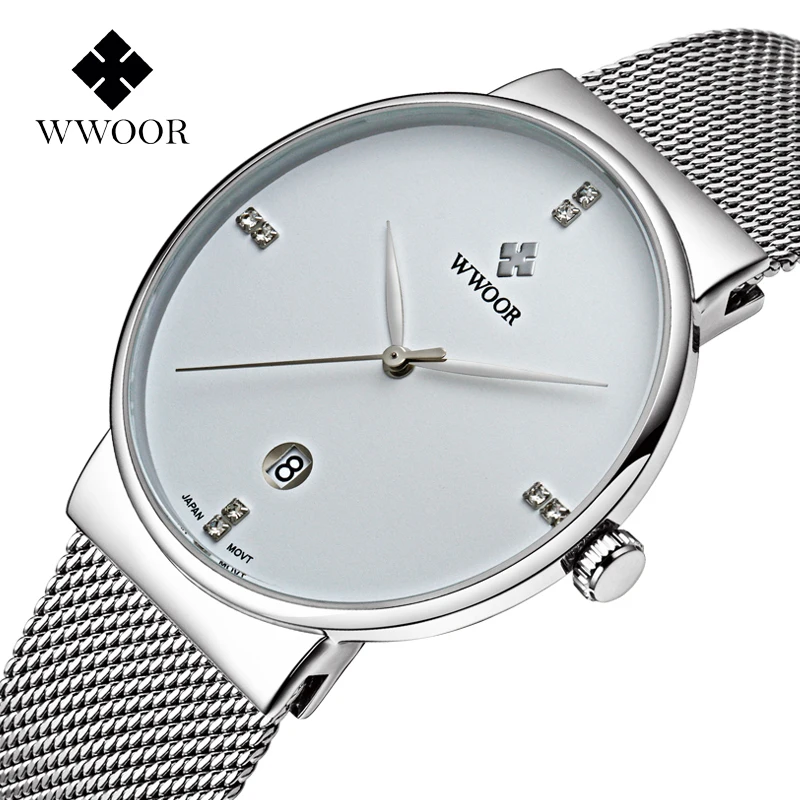Reloj Masculino WWOOR 2017 модные мужские часы из нержавеющей стали Роскошные Кварцевые