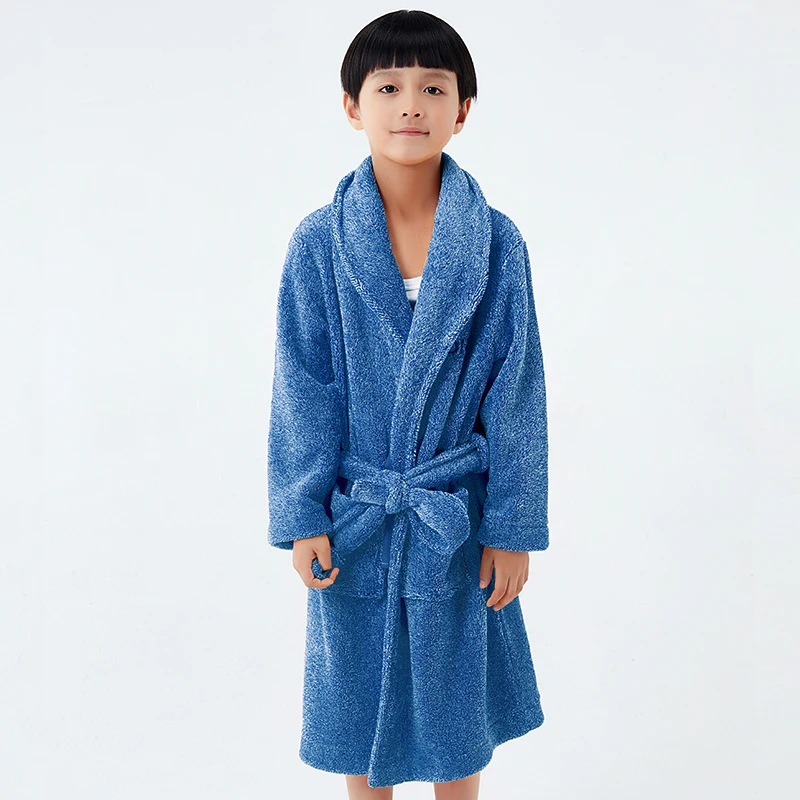 Детский фланелевый банный халат для мальчиков и девочек; пляжный банный халат; одежда для сна; зимние банные халаты; бархатные теплые пижамы для детей 14 лет