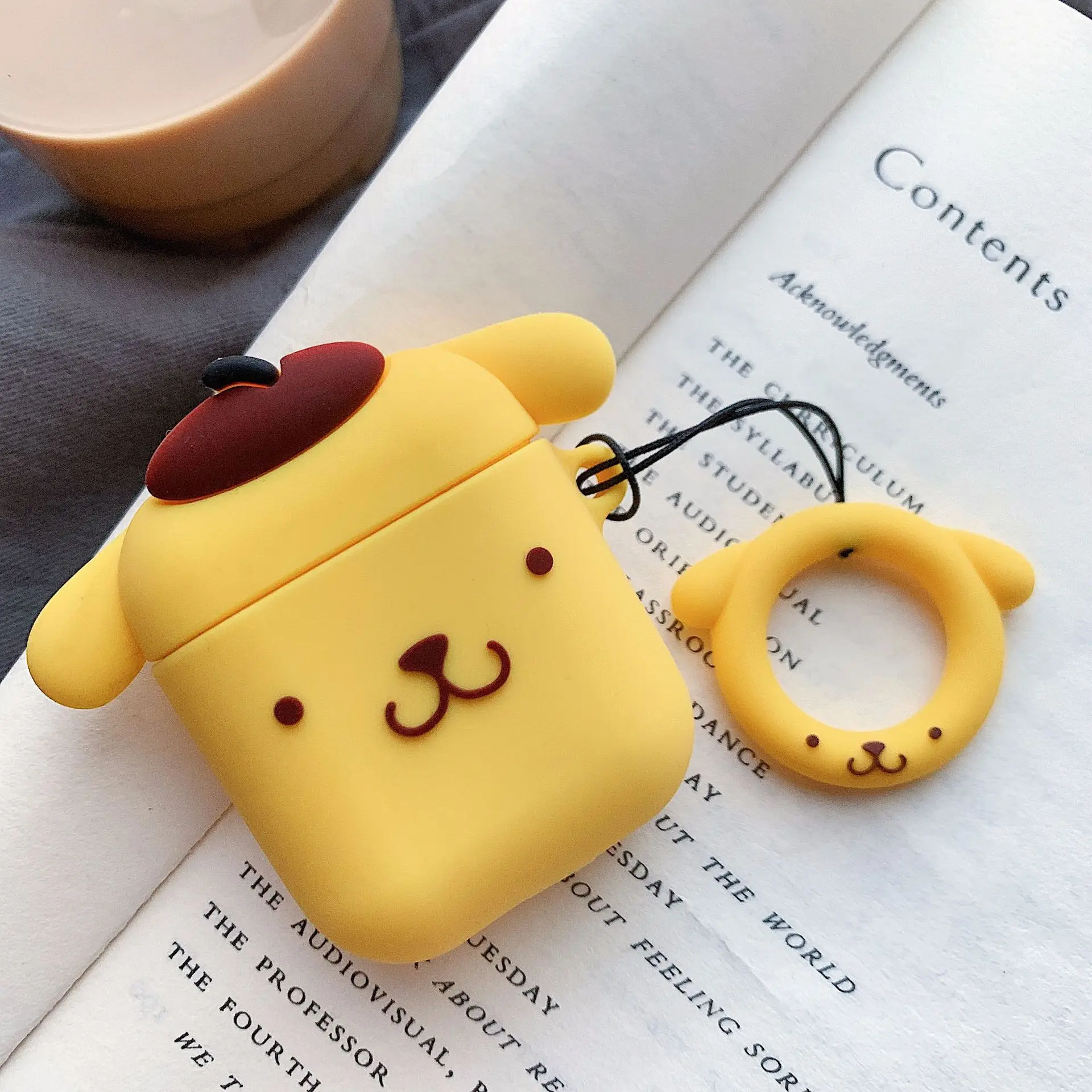

For AirPods Case Cute Cartoon Dog Earphone Cases for Airpods 2 Lovely Puppy Soft Silicone Protect Cover with Finger Ring Strap
