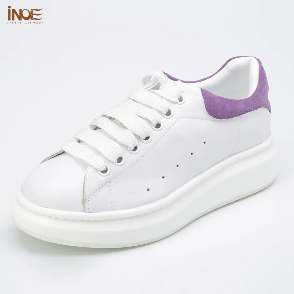

INOE 2017 new fashion style real genuine cow leather men casual spring shoes white summer leisure flats rubber sole high quality