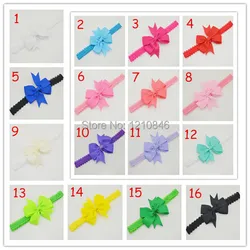 

Trail order Infant lace headband pink grosgrain ribbon bow soft hairband Toddler Baby girls Elastic Hair Accessories 16pcs/lot