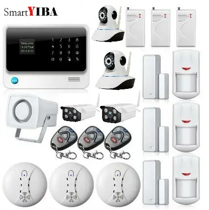 

SmartYIBA 8 Wired Zones Home House Security Intruder Alarm System WIFI GSM Alarm+Outdoor/Indoor Network Cameras+Shock Sensor
