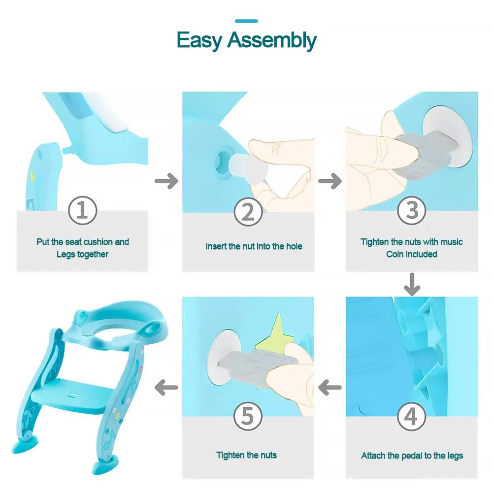 Сиденье для приучения к горшку для малышей, складное регулируемое сиденье для унитаза со стулом, лестница с удобной ручкой, защита от брызг для 16 дюймов