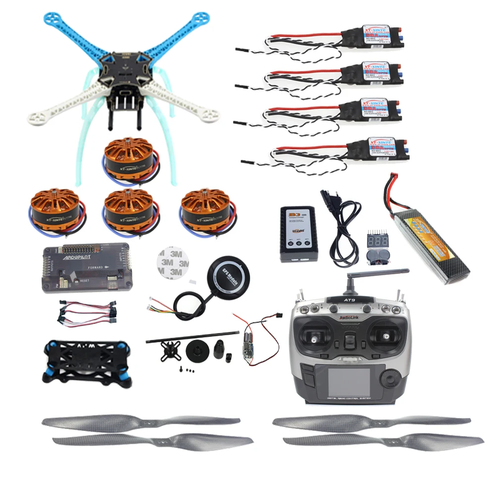  Full Kit DIY GPS Drone APM2.8 500mm Multi-rotor mit 700KV Motor 30A ESC 6CH 9CH Sender 111 V 4400 M