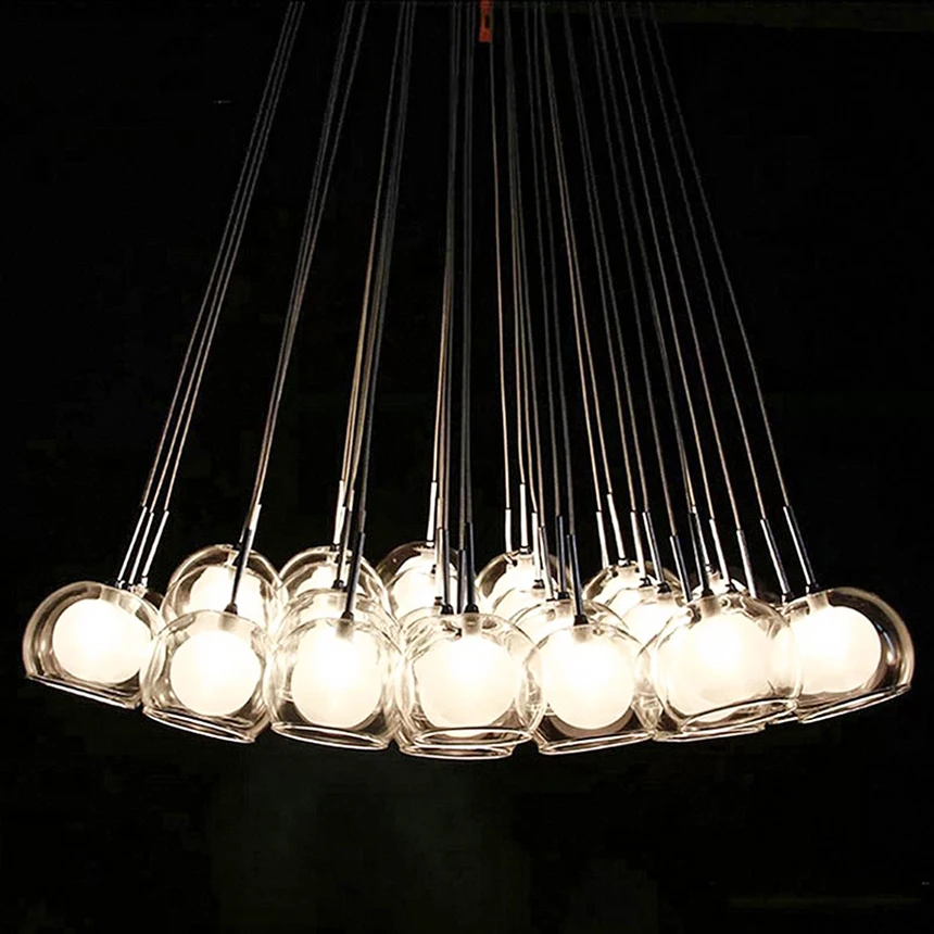 Art Deco Glass Ball Shade Pendant Light LED Bulb Glass Ball Pendant