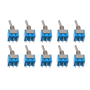 

10pcs MTS-202 6-Pin DPDT Switch ON-ON 6A 125V AC Mini Blue Electrical Toggle Switch 2 Position 6mm Mounting Hole Mayitr
